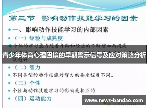 青少年体育心理困境的早期警示信号及应对策略分析