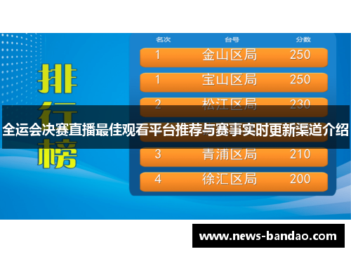 全运会决赛直播最佳观看平台推荐与赛事实时更新渠道介绍