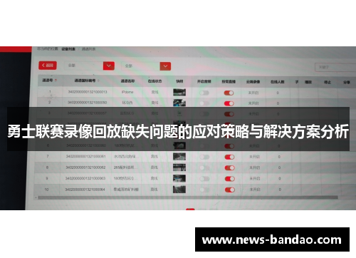 勇士联赛录像回放缺失问题的应对策略与解决方案分析