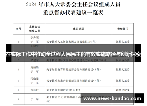 在实际工作中推动全过程人民民主的有效实施路径与创新探索