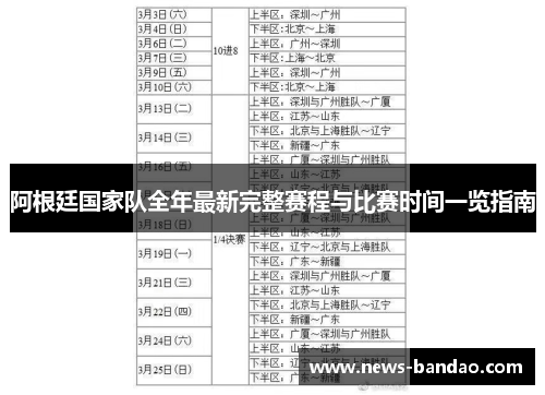 阿根廷国家队全年最新完整赛程与比赛时间一览指南